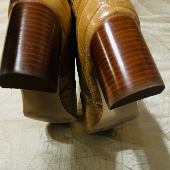 MARC FISHER LEATHER RAGANA CROC BOOT IN DARK NATURAL - Picture 10 of 14